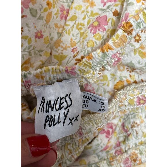 Princess Polly Multicolor Floral Tie Back Puff Sleeve Mini Fit & Flare Dress 8 - Picture 3 of 4